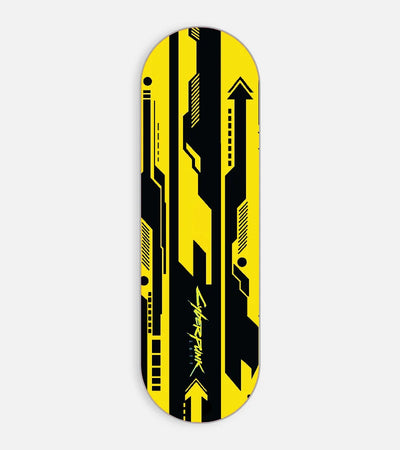 Mobile phone grip slider with a colorful design on a white background