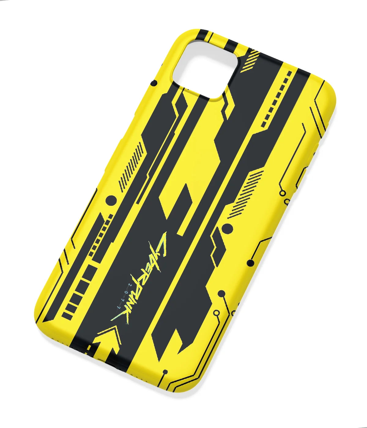 An angled view of a soft silicone case featuring a colorful design.