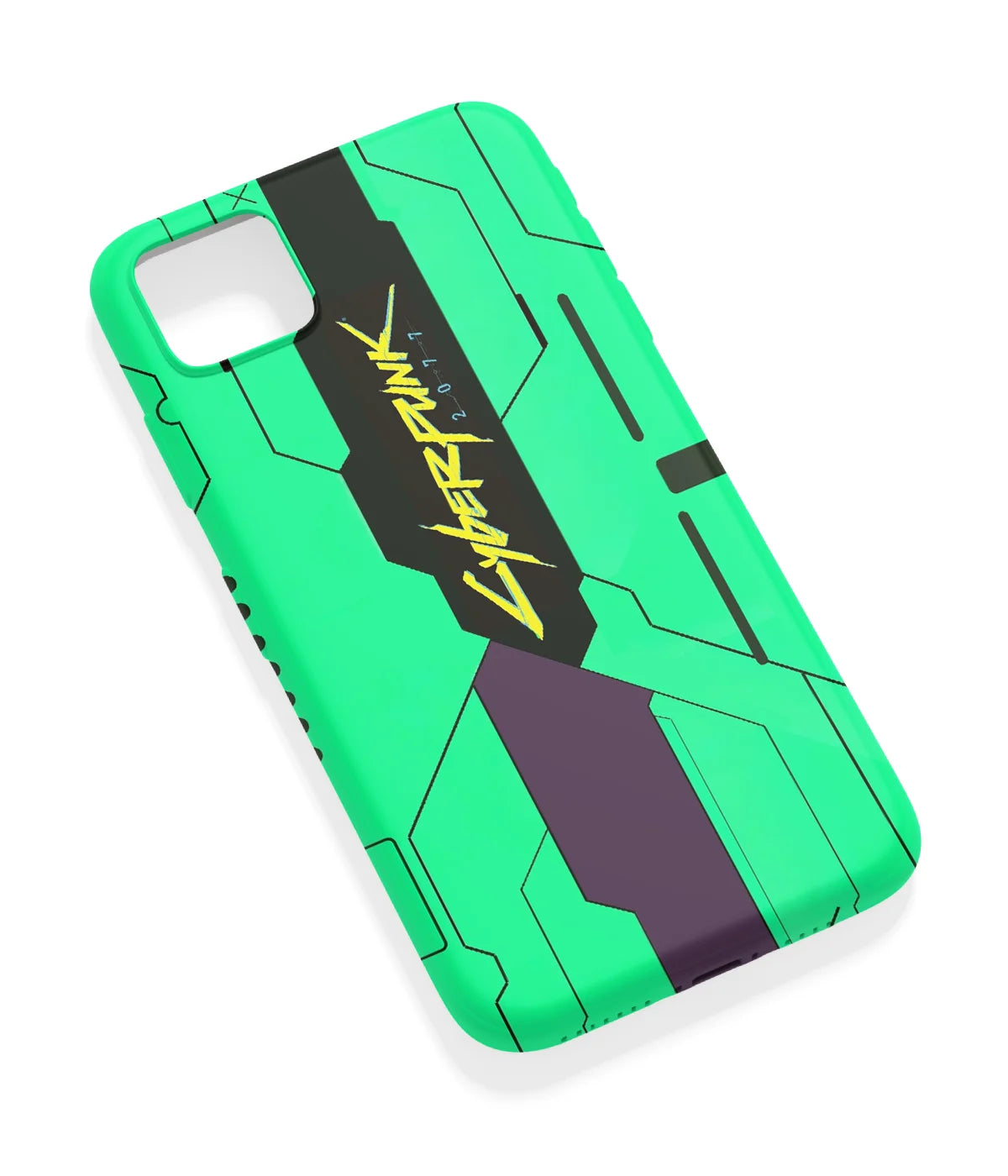 An angled view of a soft silicone case featuring a vibrant design.