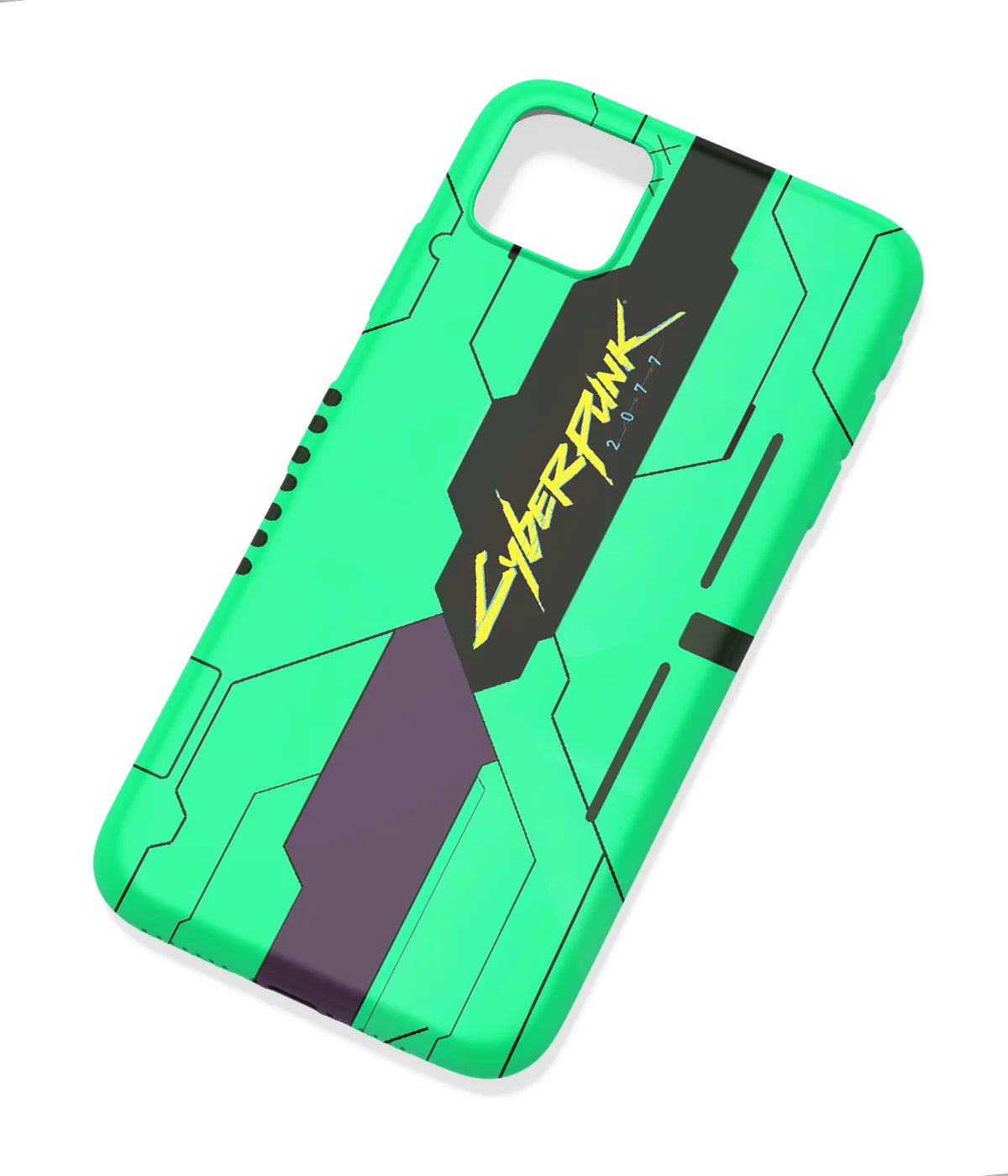 An angled view of a soft silicone case featuring a colorful design.