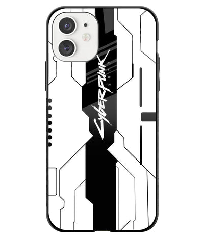 A front-on view of a glass phone case with a colorful design.