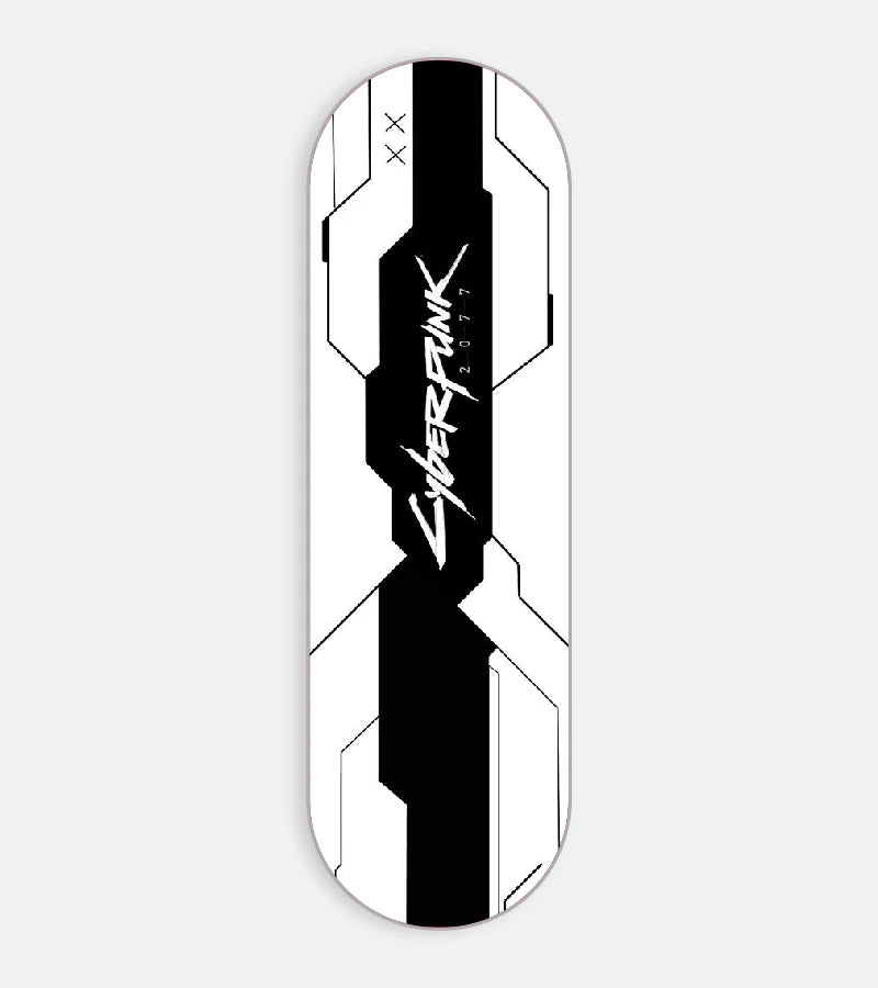 Mobile phone grip slider with a colorful design on a white background