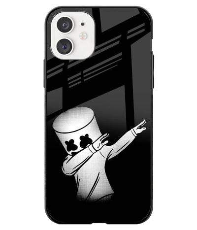 A front-on view of a glass phone case with a colorful design.
