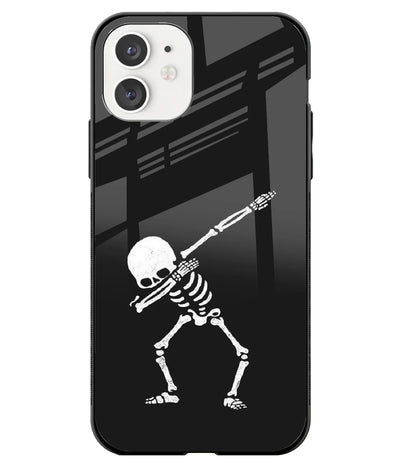 A front-on view of a glass phone case with a colorful design.