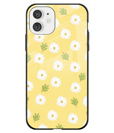 A front-on view of a glass phone case with a colorful design.