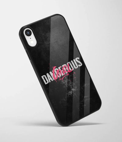 An angled view of a glass phone case featuring a vibrant design.
