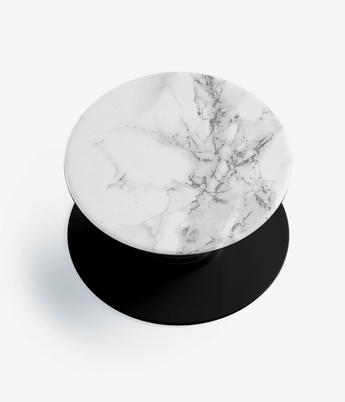 A top-down view of a phone grip holder on a clean white background