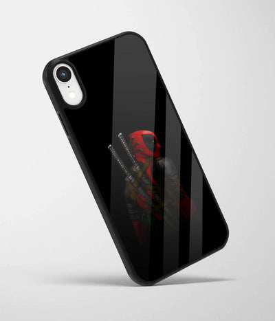 An angled view of a glass phone case featuring a vibrant design.