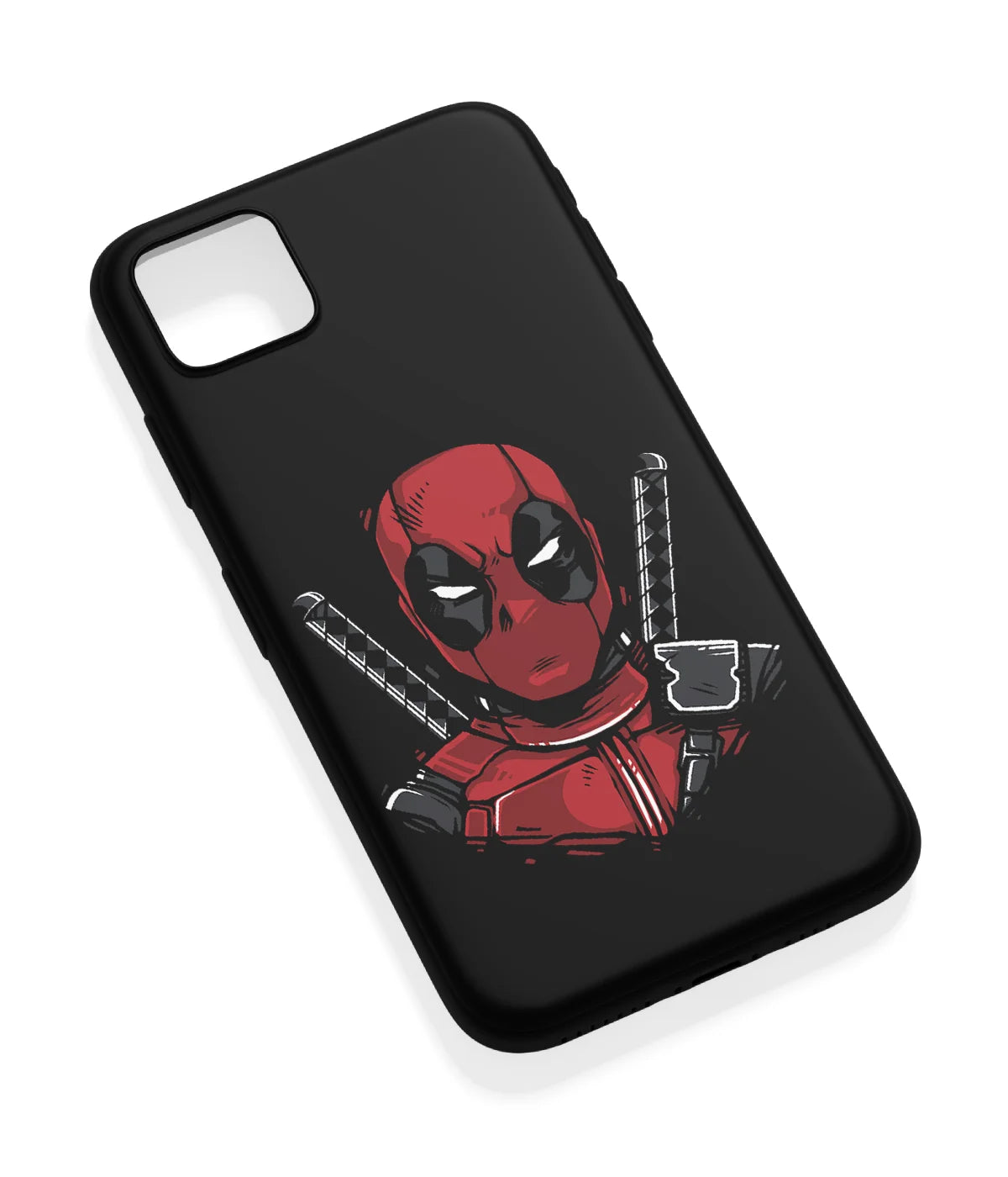 An angled view of a soft silicone case featuring a vibrant design.
