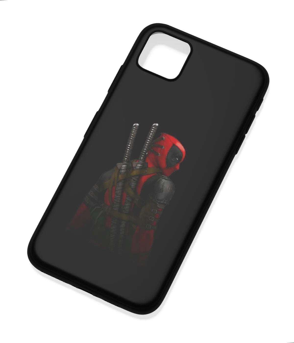 An angled view of a soft silicone case featuring a colorful design.