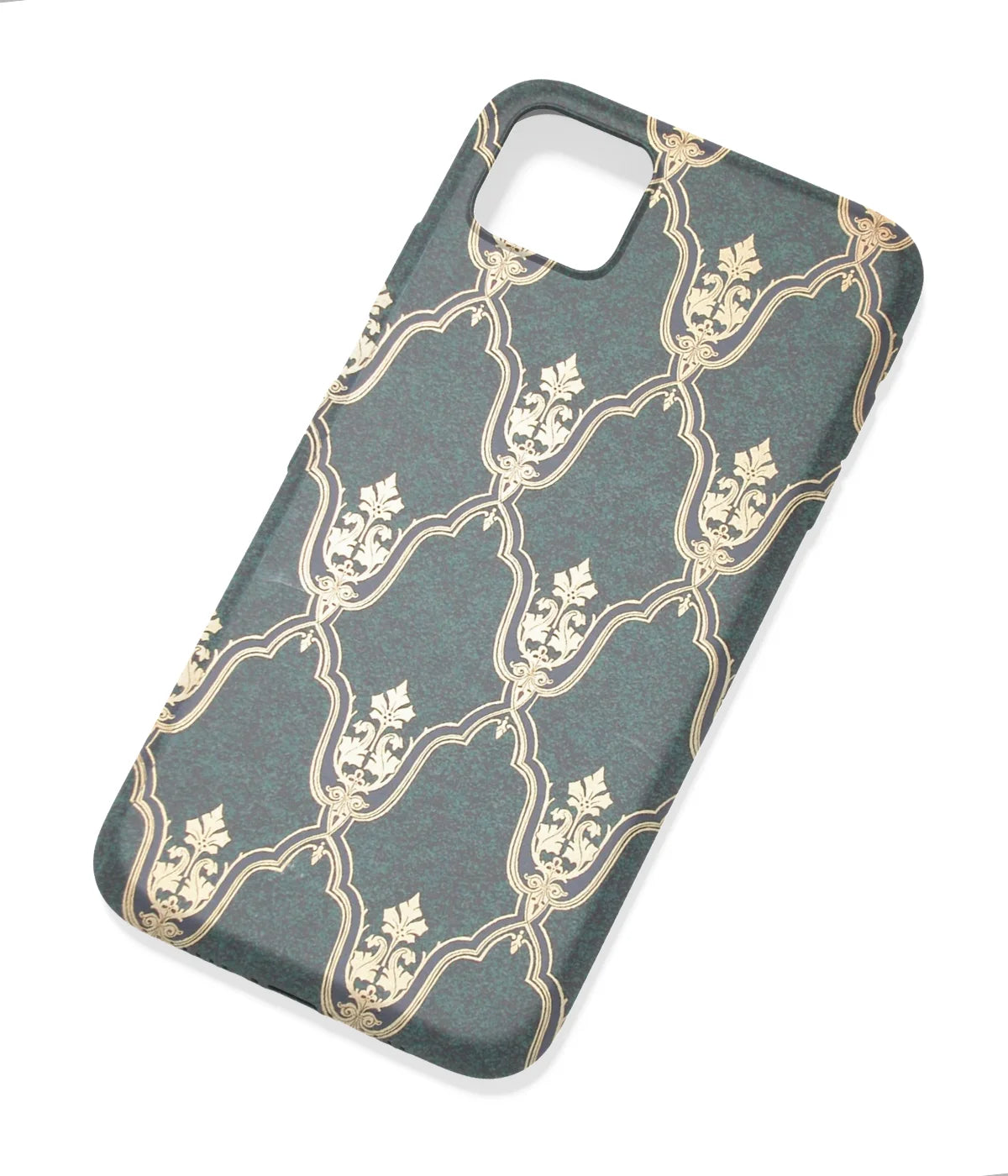 An angled view of a soft silicone case featuring a colorful design.