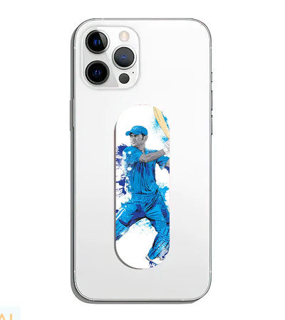 A phone grip slider applied to the back of a smartphone.