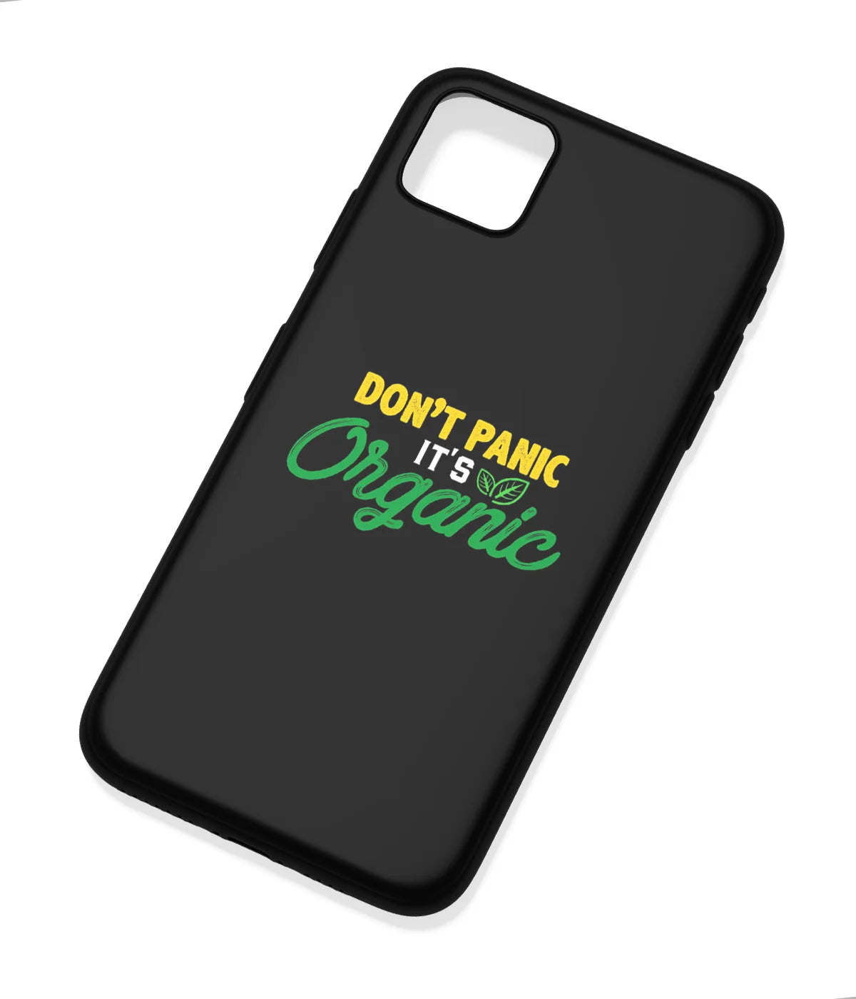 An angled view of a soft silicone case featuring a colorful design.