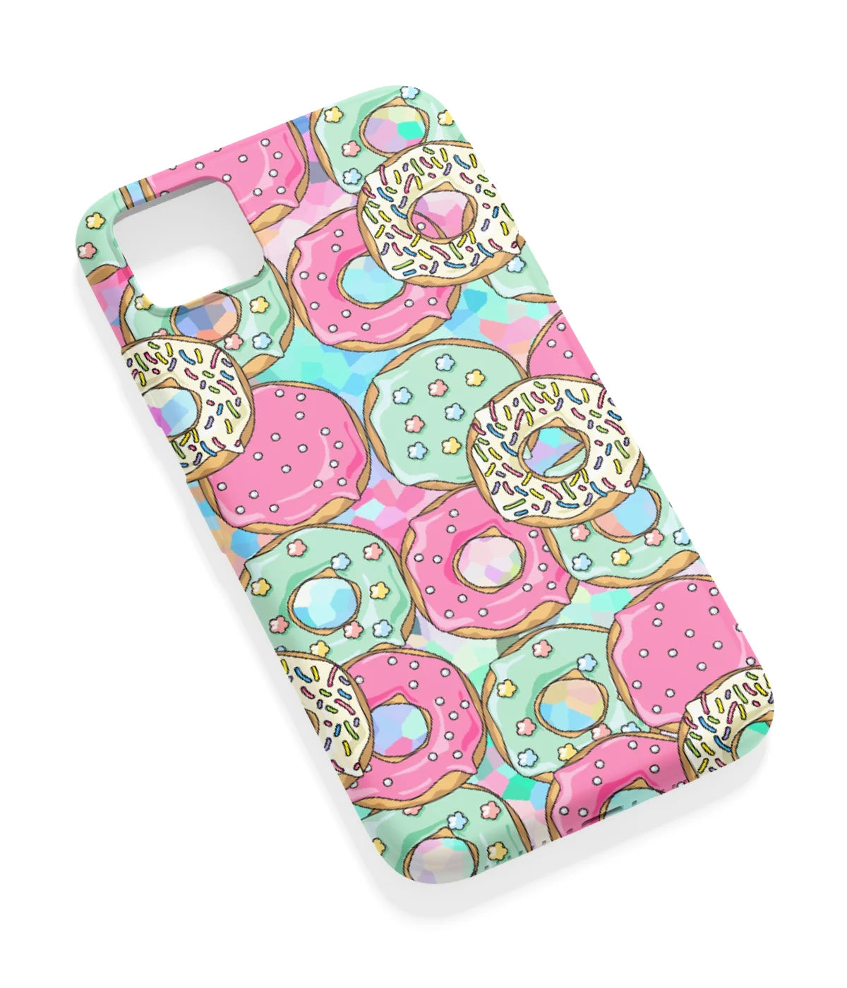 An angled view of a soft silicone case featuring a vibrant design.
