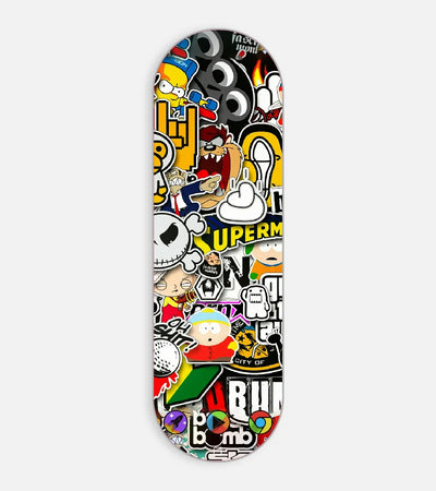 Mobile phone grip slider with a colorful design on a white background