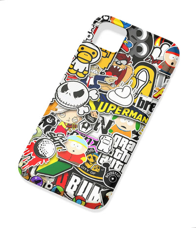 An angled view of a soft silicone case featuring a colorful design.