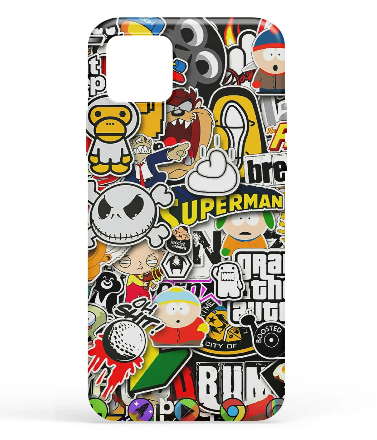 A front-on view of soft silicone phone case with a colorful design.