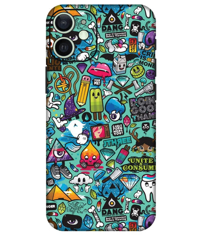Image of a phone case featuring a mobile skin with a graphic design.