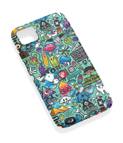 An angled view of a soft silicone case featuring a vibrant design.