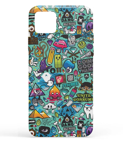 A front-on view of soft silicone phone case with a colorful design.