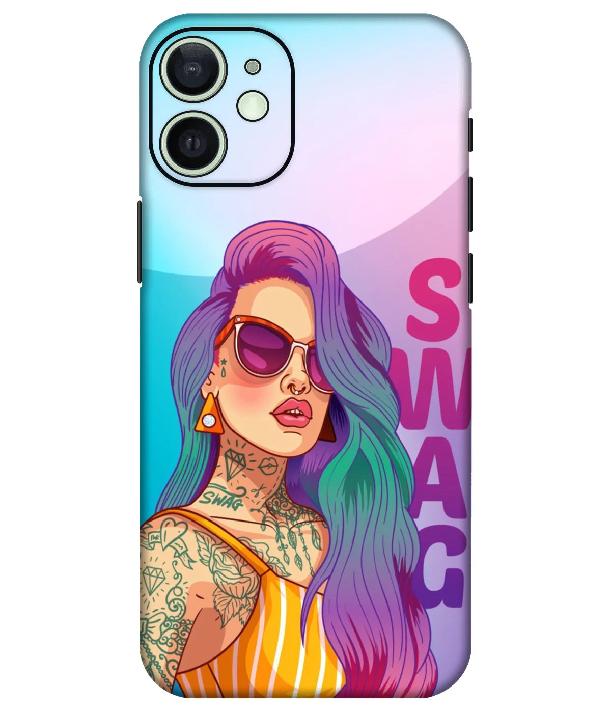 Image of a phone case featuring a mobile skin with a graphic design.