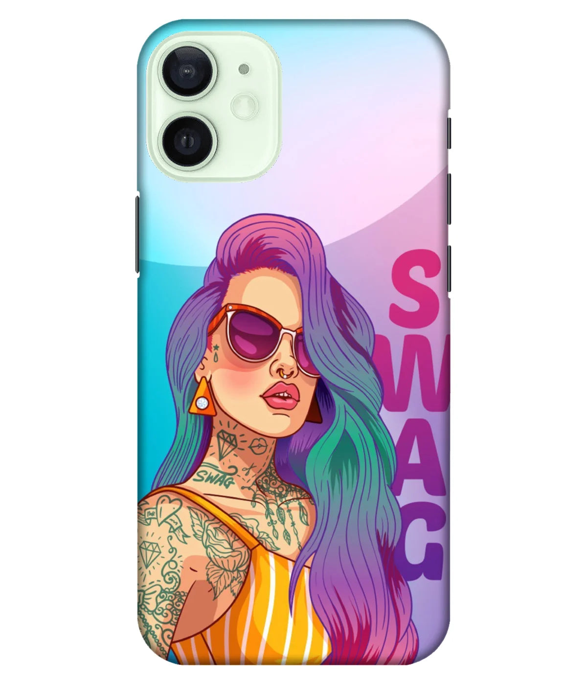 A product shot of a slim hard case with a colorful design.