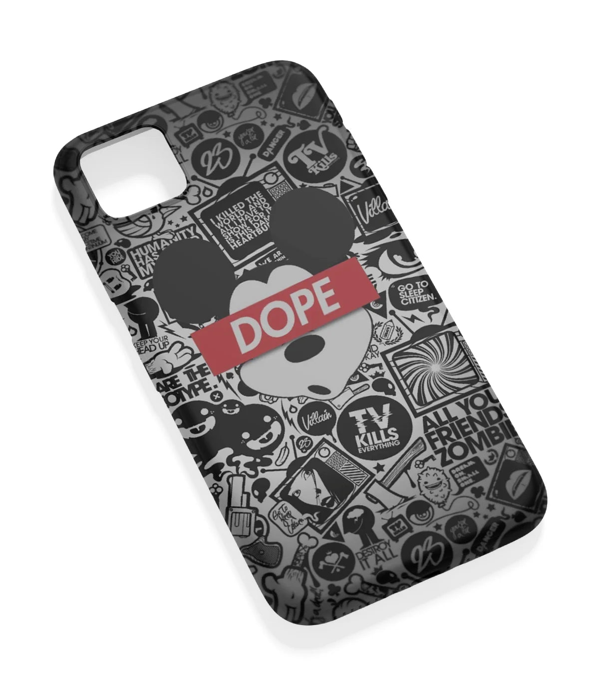 An angled view of a soft silicone case featuring a vibrant design.