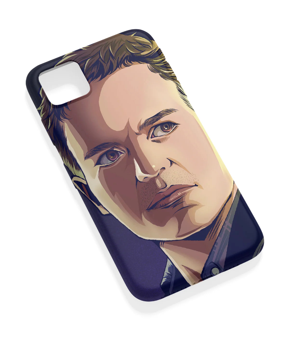 An angled view of a soft silicone case featuring a vibrant design.