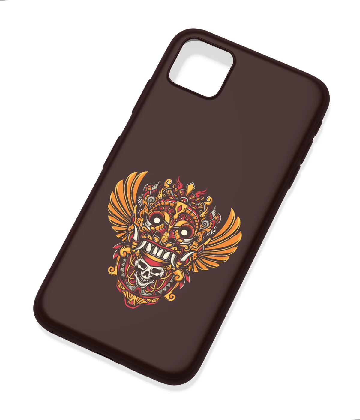 An angled view of a soft silicone case featuring a colorful design.