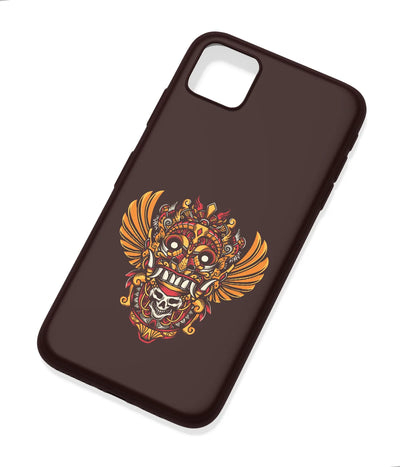 An angled view of a soft silicone case featuring a colorful design.
