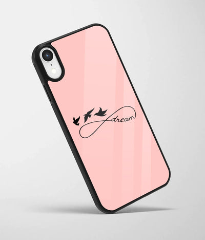 An angled view of a glass phone case featuring a vibrant design.