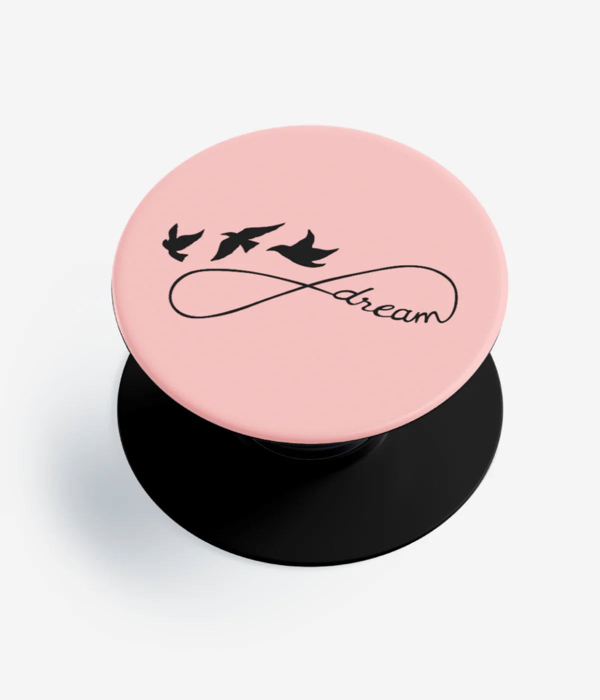 A top-down view of a phone grip holder on a clean white background