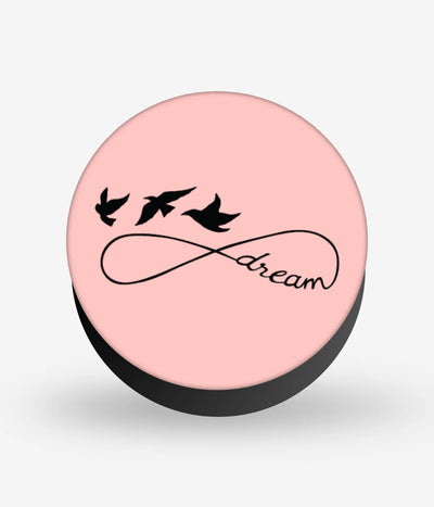 Mobile phone grip with a colorful design on a white background