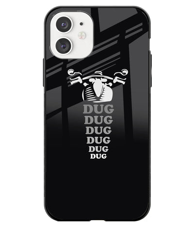 A front-on view of a glass phone case with a colorful design.