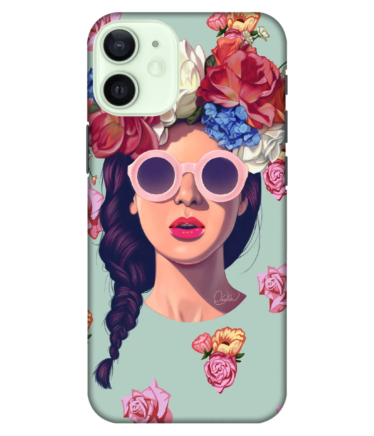 A product shot of a slim hard case with a colorful design.