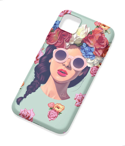 An angled view of a soft silicone case featuring a colorful design.