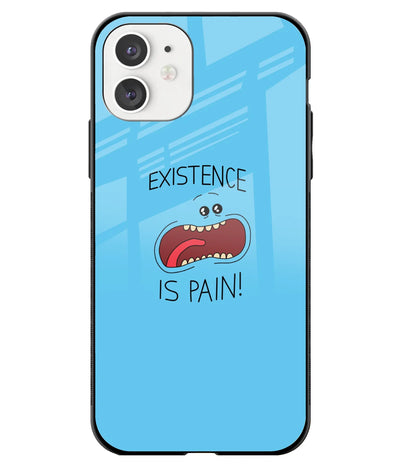 A front-on view of a glass phone case with a colorful design.