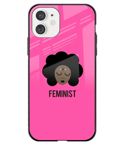 A front-on view of a glass phone case with a colorful design.