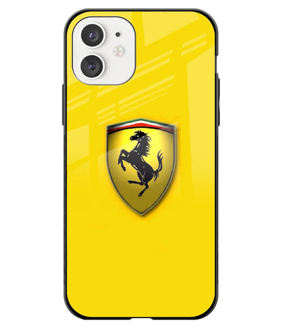 A front-on view of a glass phone case with a colorful design.