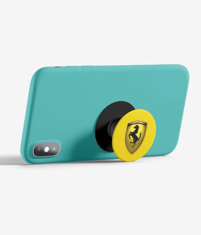 An image demonstrating how to use the phone grip as a stand to hold a mobile phone in landscape mode for hands-free viewing