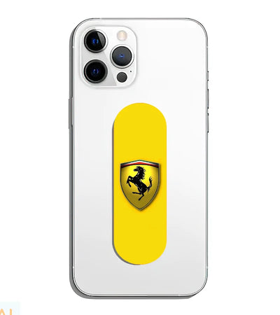 A phone grip slider applied to the back of a smartphone.