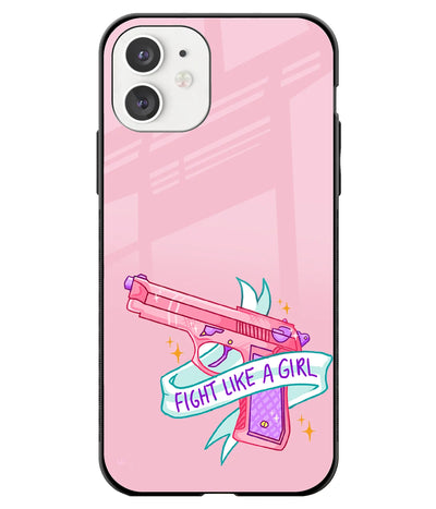 A front-on view of a glass phone case with a colorful design.