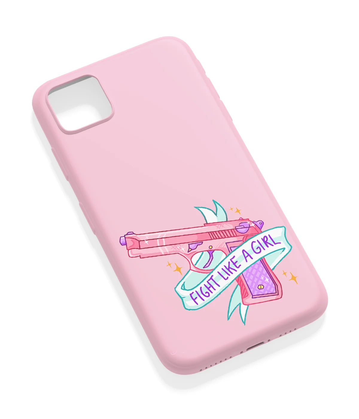 An angled view of a soft silicone case featuring a vibrant design.