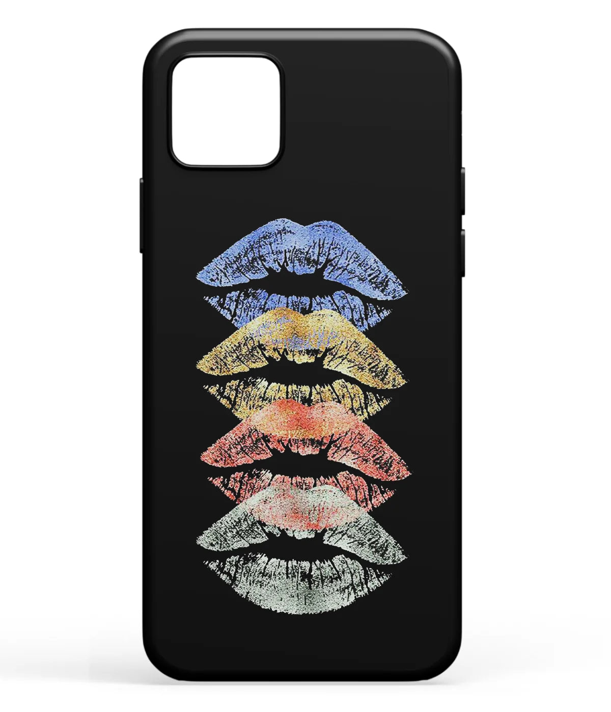 A front-on view of soft silicone phone case with a colorful design.