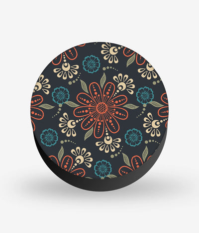 Mobile phone grip with a colorful design on a white background