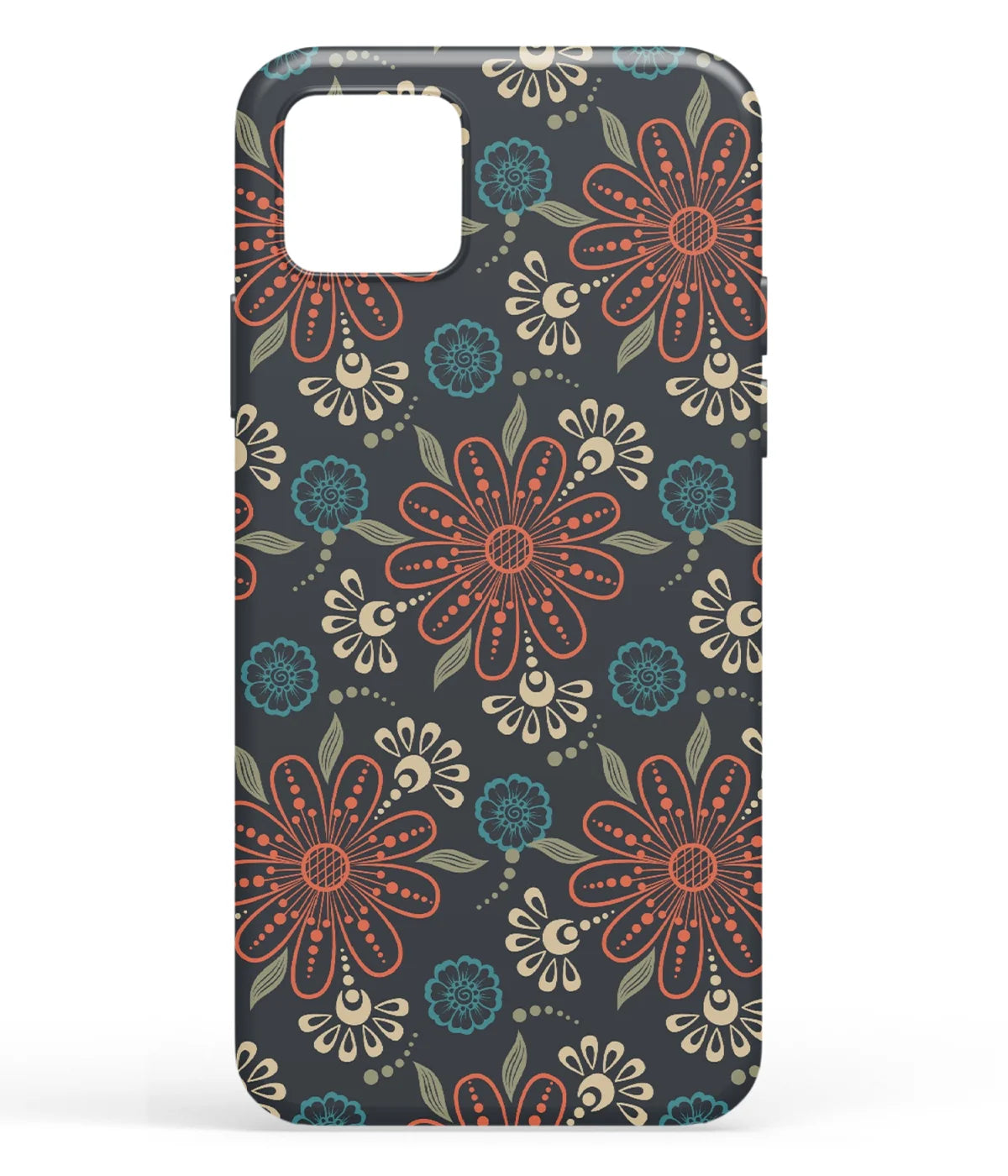 A front-on view of soft silicone phone case with a colorful design.