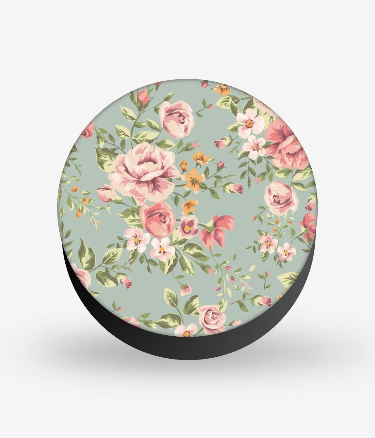 Mobile phone grip with a colorful design on a white background
