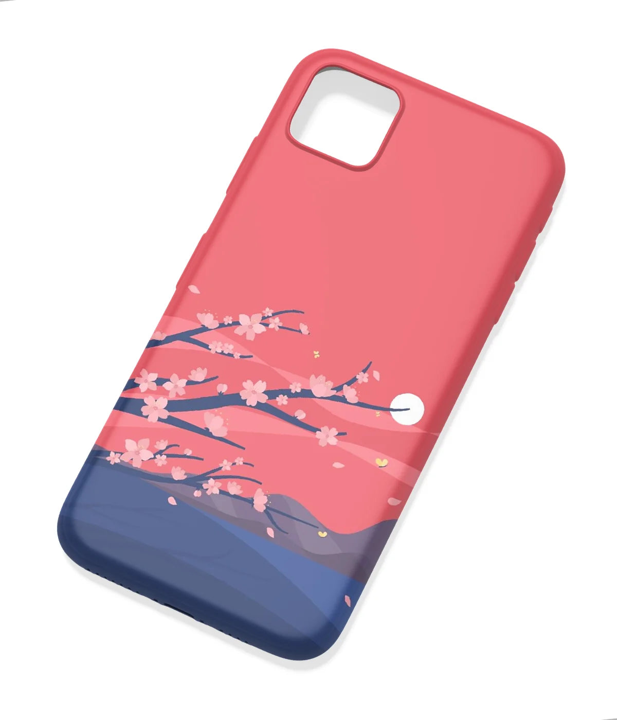 An angled view of a soft silicone case featuring a colorful design.