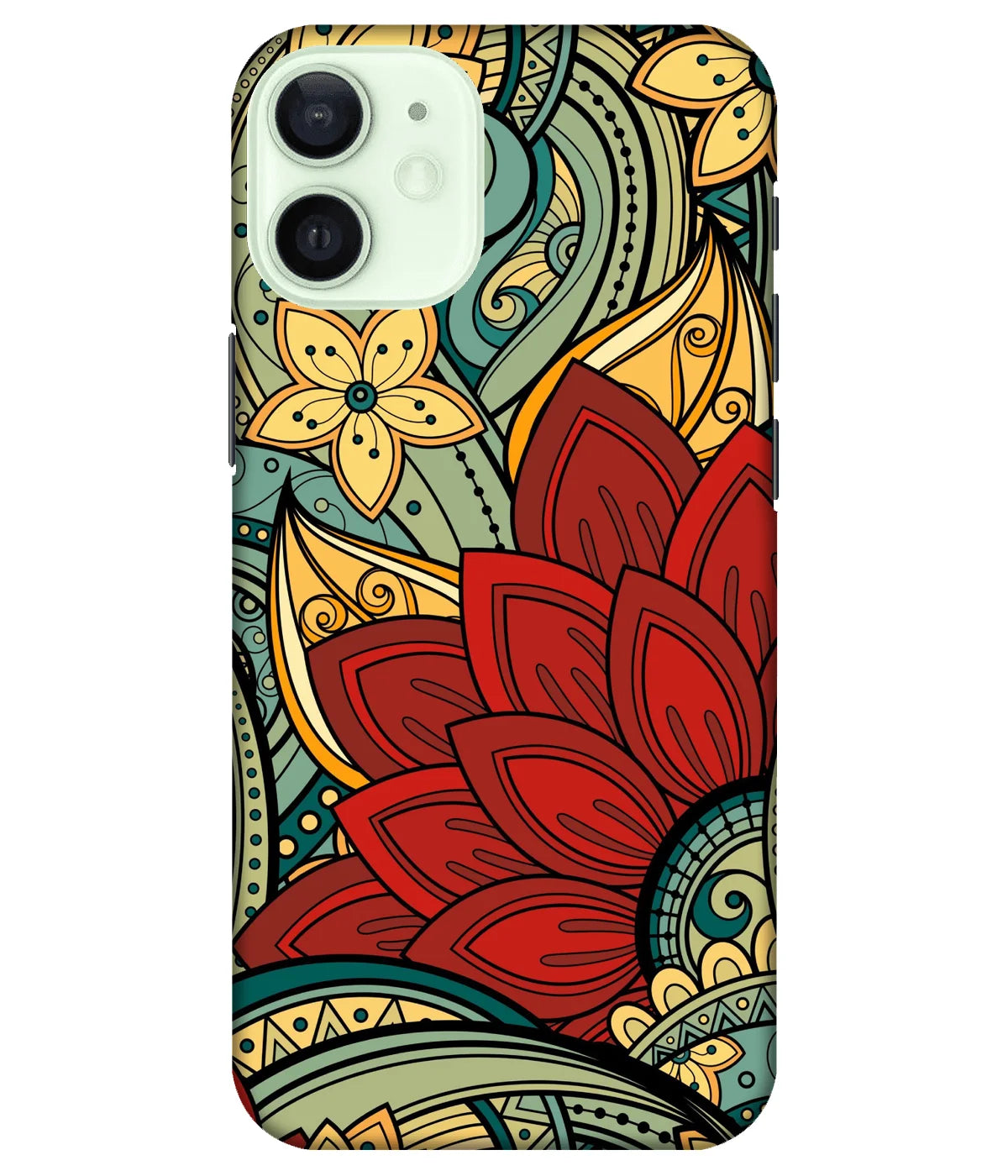 A product shot of a slim hard case with a colorful design.
