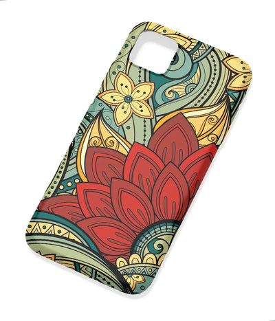An angled view of a soft silicone case featuring a colorful design.